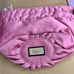 Gucci Beauty Pink Satin Cosmetic Bag